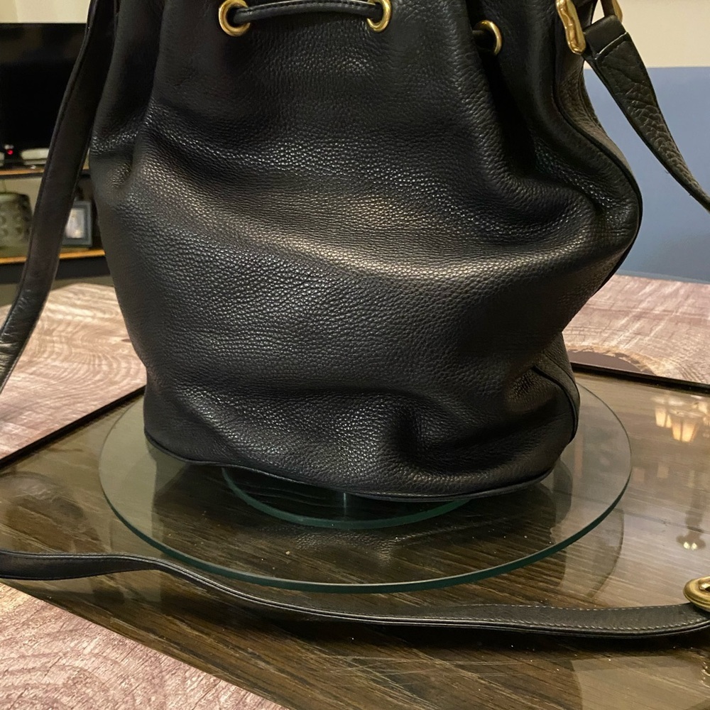 Vintage Cole Haan Black Leather Backpack with Gold Hardware - Picture 7 of 8